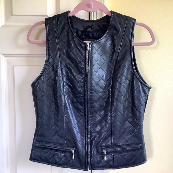 The Limited Black Leather Zip Up Quilted Vest SZ S - Picture 1 of 12